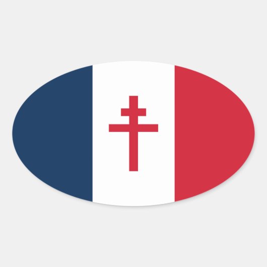 Flagge des Freien Frankreichs Ovaler Aufkleber (Vorderseite)