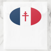 Flagge des Freien Frankreichs Ovaler Aufkleber (Tasche)