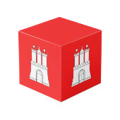 Flagge des Hamburger Cube Würfel (Vorderseite Schrägansicht)