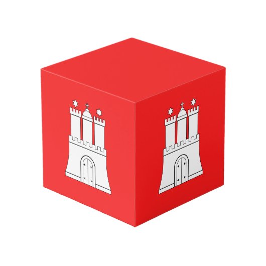 Flagge des Hamburger Cube Würfel (Vorderseite Schrägansicht)