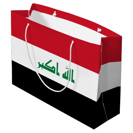 Flagge des Irak Große Geschenktüte (Rückseite Schrägansicht)