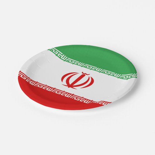Flagge des Iran-Papiertafels Pappteller (Schrägansicht)
