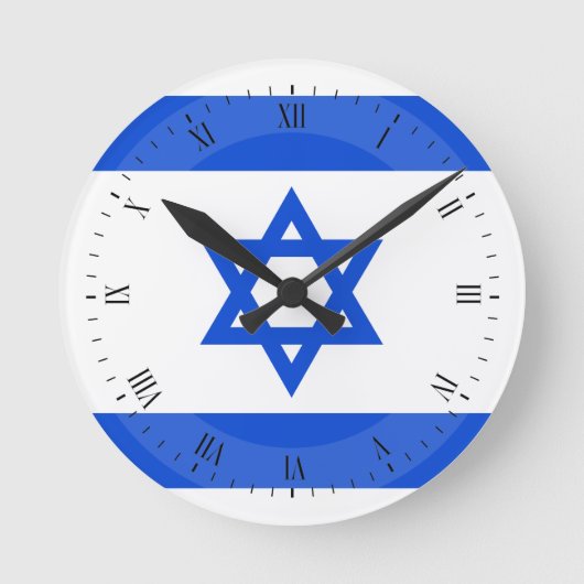 Flagge des Israelis Runde Wanduhr (Vorderseite)