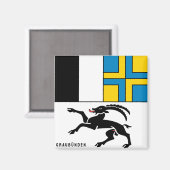 Flagge des Kantons Graubünden, Schweiz Magnet (Vorderseite/Rückseite)