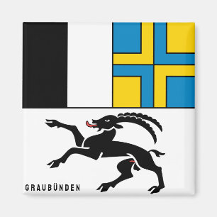 Flagge des Kantons Graubünden, Schweiz Magnet