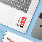 Flagge des Kantons Wallis, Schweiz Aufkleber (Laptop mit iPhone)