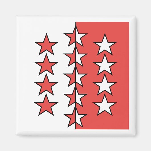 Flagge des Kantons Wallis, Schweiz Magnet (Vorne)