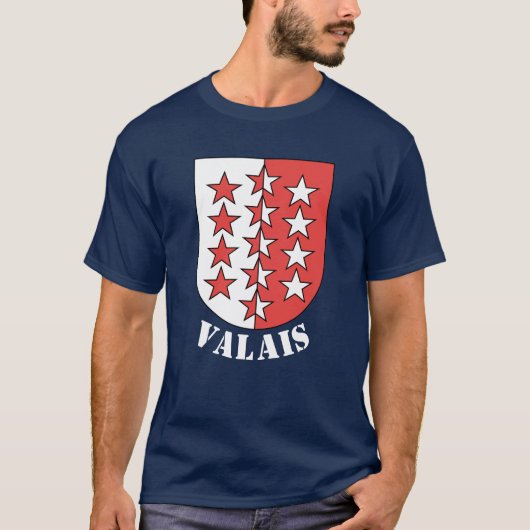 Flagge des Kantons Wallis, Schweiz T-Shirt (Vorderseite)