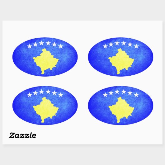 Flagge des Kosovo Ovaler Aufkleber (Blatt)