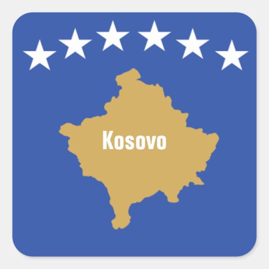 Flagge des Kosovo Quadratischer Aufkleber (Vorderseite)