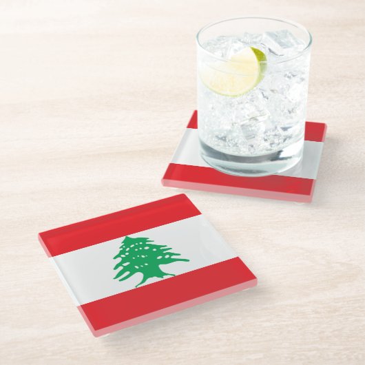 Flagge des Libanon Glasuntersetzer (Schrägansicht)