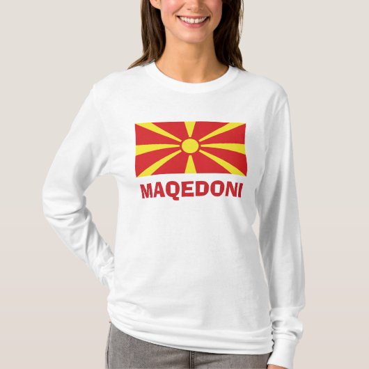 Flagge des Maqedoni-Langschläfer-T - Shirt (Vorderseite)
