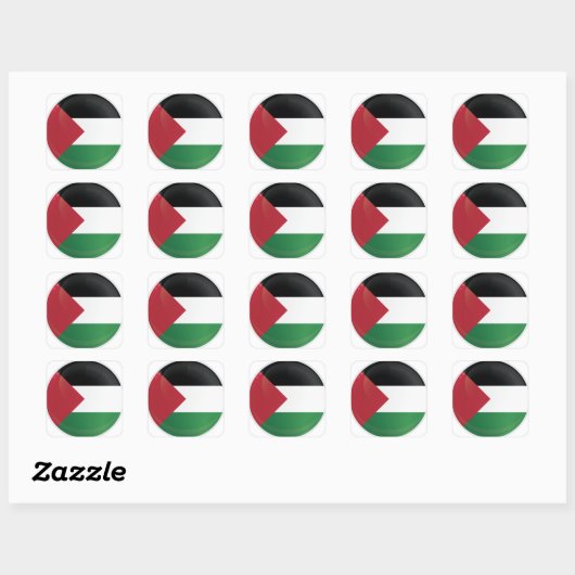 Flagge des Palestine Round-Icon-Symbols Quadratischer Aufkleber (Blatt)