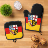 Flagge des Saarland Baby Bib Ofenhandschuh & Topflappen-Set (Oben Unten)