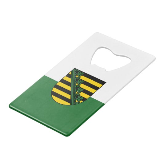 Flagge des sächsischen Kreditkartenführers Geldbeutel Flaschenöffner (Vorderseite Schrägansicht)