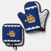 Flagge des Serviertabletts von Quebec Ofenhandschuh & Topflappen-Set (Vorderseite/Rückseite)