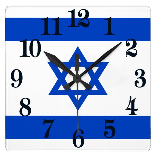 Flagge des Staat von Israel Quadratische Wanduhr