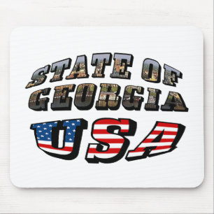 Flagge des Staates Georgia und der USA Text Mousepad