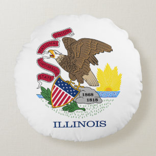 Flagge des Staates Illinois Rundes Kissen