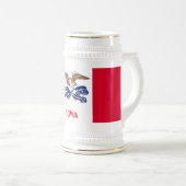 Flagge des Staates Iowa Bierglas (VorderseiteRechts)