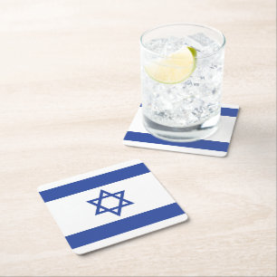 Flagge des Staates Israel, Davidstern Judentum jüd Rechteckiger Pappuntersetzer