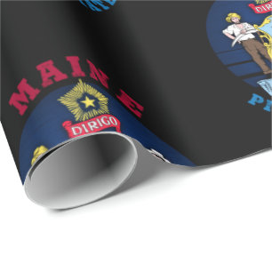 FLAGGE DES STAATES MAINE KIEFERNBAUM GESCHENKPAPIER