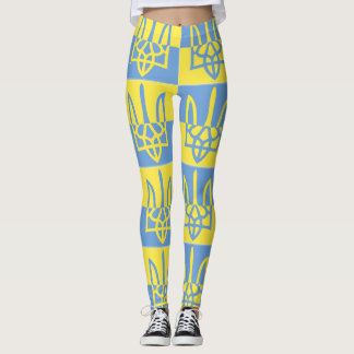 Flagge des ukrainischen Wappen Poseidon Trident Tr Leggings