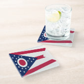 Flagge des US-Bundesstaates Ohio Glasuntersetzer (Schrägansicht)