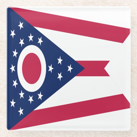 Flagge des US-Bundesstaates Ohio Glasuntersetzer (Vorderseite)