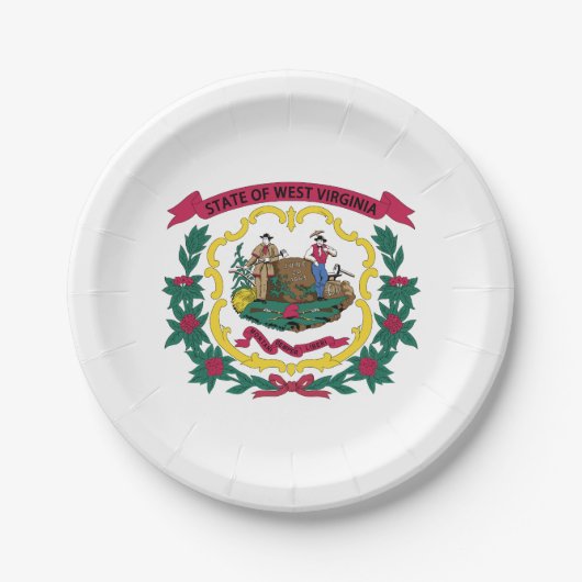 Flagge des US-Bundesstaates West Virginia Pappteller (Vorderseite)