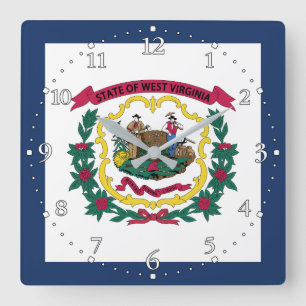 Flagge des US-Bundesstaates West Virginia Quadratische Wanduhr