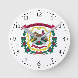 Flagge des US-Bundesstaates West Virginia Runde Wanduhr