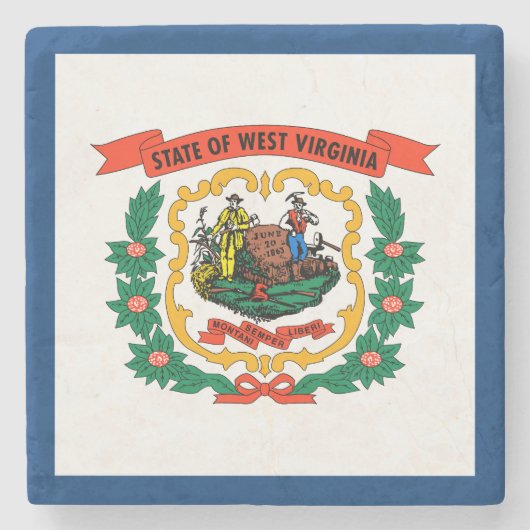 Flagge des US-Bundesstaates West Virginia Steinuntersetzer (Vorderseite)