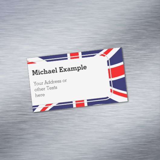 Flagge des Vereinigten Königreichs + Ihre Ideen Magnetische Visitenkarte (Beispiel)