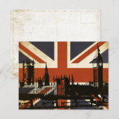 Flagge des Vereinigten Königreichs mit Silhouette  Postkarte (Vorne/Hinten)