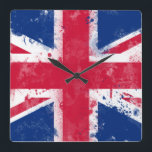 Flagge des Vereinigten Königreichs oder der Union  Quadratische Wanduhr<br><div class="desc">Flagge des Vereinigten Königreichs oder der Union Jack</div>