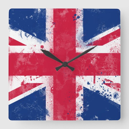 Flagge des Vereinigten Königreichs oder der Union Quadratische Wanduhr (Vorderseite)