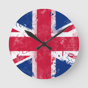 Flagge des Vereinigten Königreichs oder der Union Runde Wanduhr
