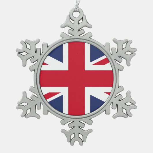 Flagge des Vereinigten Königreichs Schneeflocken Zinn-Ornament (Vorderseite)