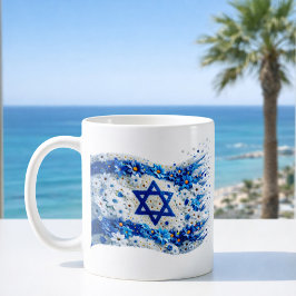 Flagge des Volkes Israel blühend in Blumen. Tasse