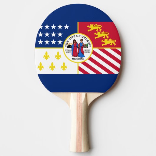 Flagge Detroits, Michigan Ping Pong Paddle Tischtennis Schläger (Vorderseite)