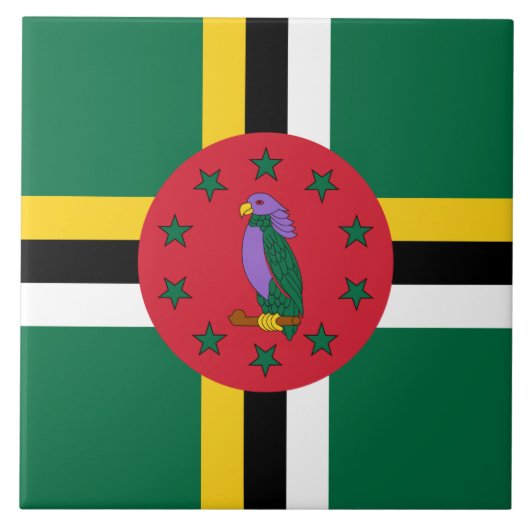 Flagge Dominicas Fliese (Vorderseite)