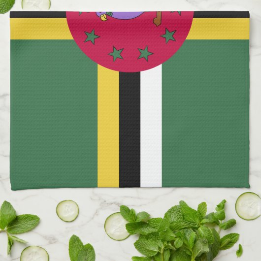 Flagge Dominicas Geschirrtuch (Gefaltet)