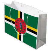 Flagge Dominicas Große Geschenktüte (Rückseite Schrägansicht)