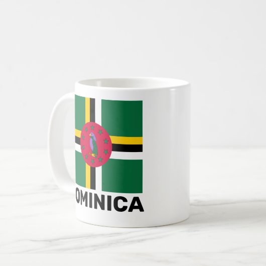 Flagge Dominicas Kaffeetasse (Vorderseite Links)