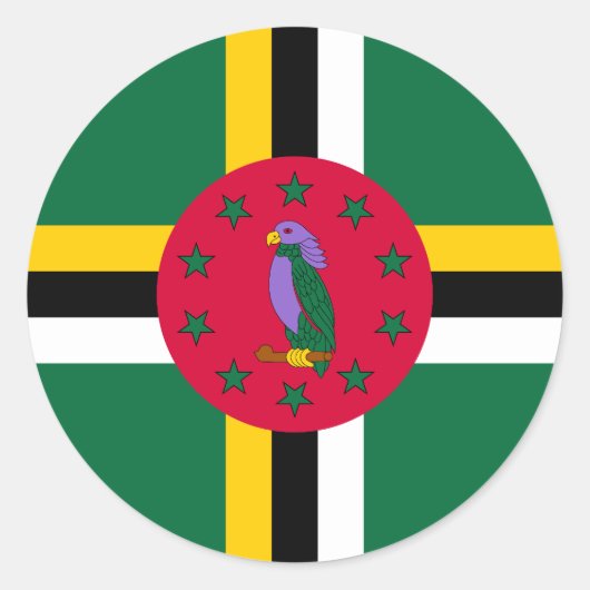 Flagge Dominicas Runder Aufkleber (Vorderseite)