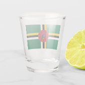 Flagge Dominicas Schnapsglas (Rückseite)