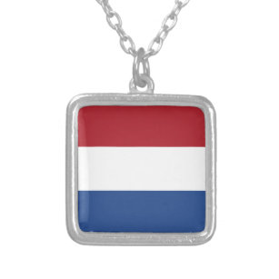 Flagge Dreifarbiges Niederlande Versilberte Kette