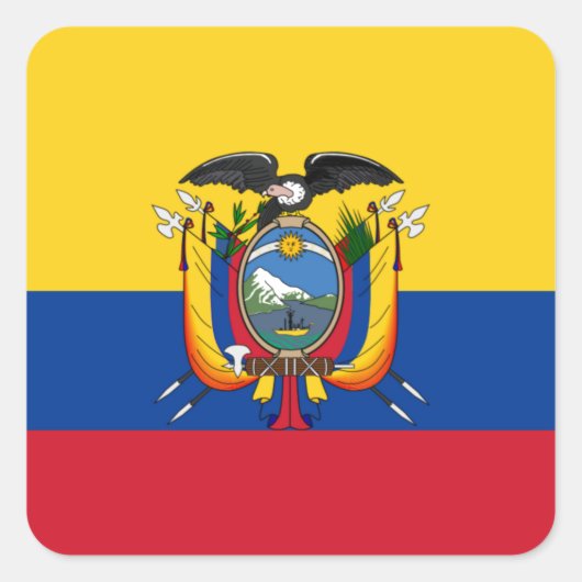Flagge Ecuadors Quadratischer Aufkleber (Vorderseite)