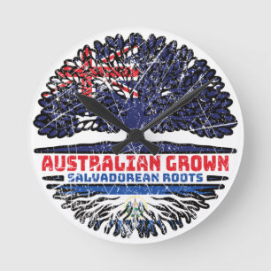 Flagge El Salvador Salvadorianischer Australier Runde Wanduhr